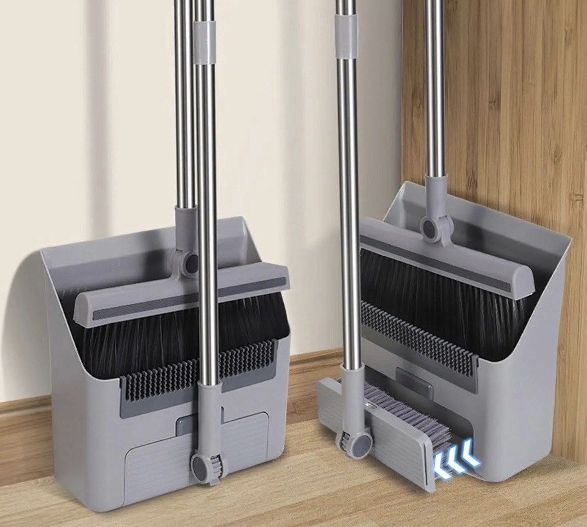 4em1 Kit Vassoura E Pá Multiuso Ajustável Limpeza Piso Pelos