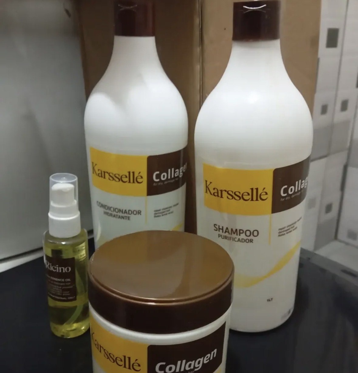 Kit Karssellé Shampoo 1l  Condicionador 1l  Máscara 500g Oleo