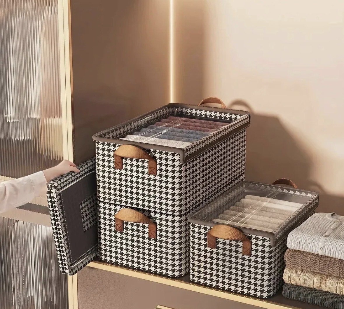 Kit 4 Caixas Organizadoras Dobráveis De Guarda Roupa Caixa