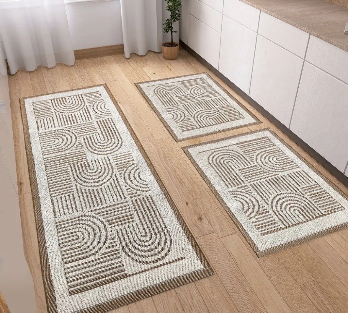 Kit Tapetes Passadeira 3 Peças Linea Luxo Tear Para Cozinha