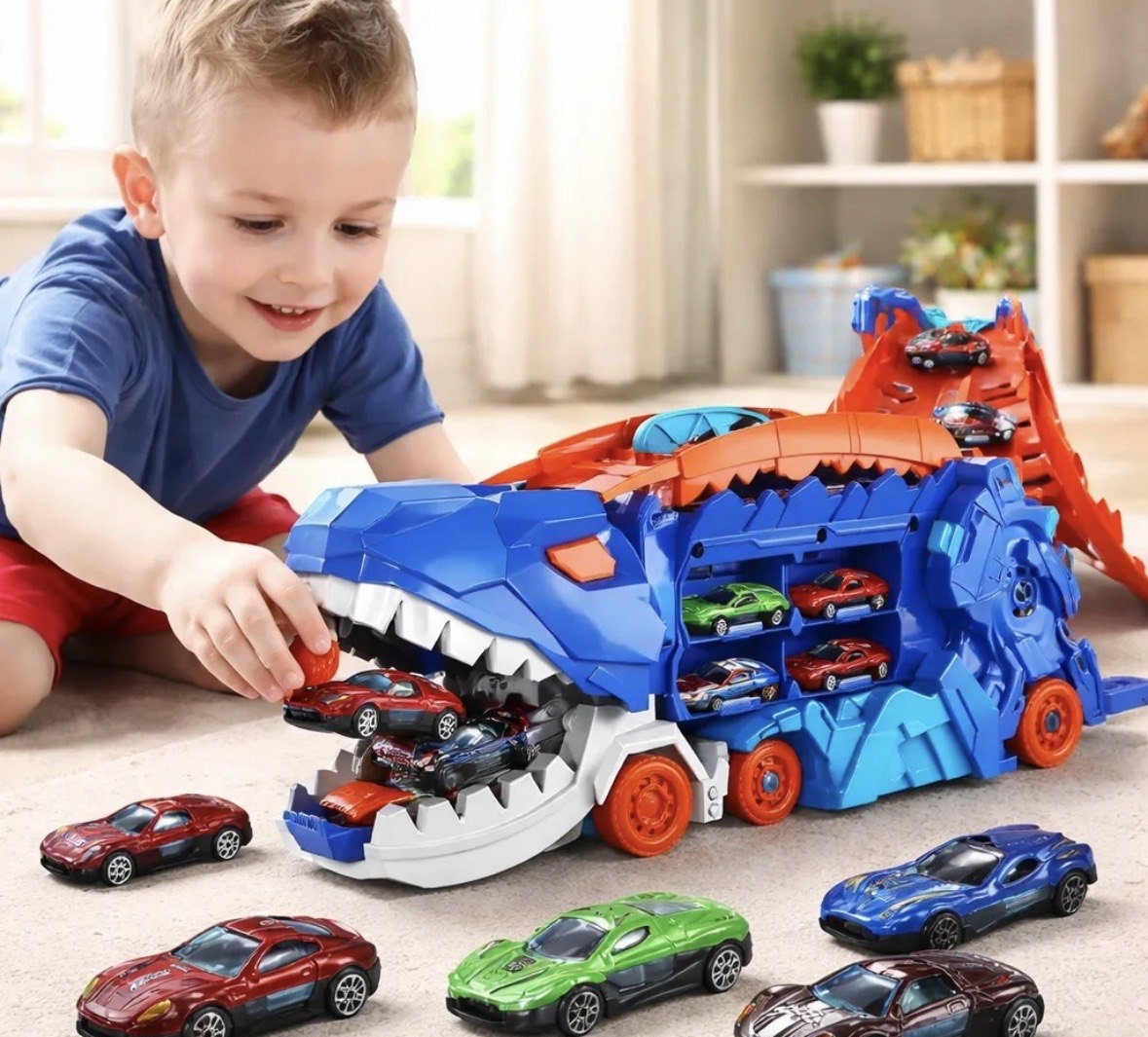 Caminhão De Transporte De Dinossauro De Brinquedo W Com K