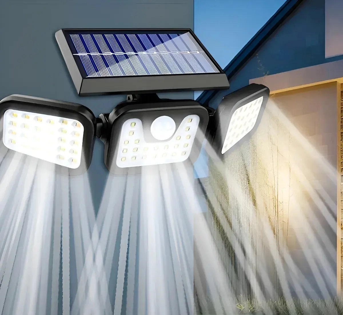 Refletor Solar Led 3 Cabeças Ajustavel Sensor Movimento 50w