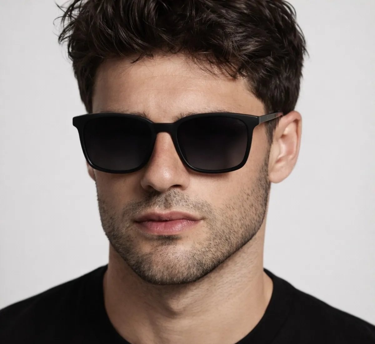 Óculos De Sol Quadrado Preto Fosco Unissex Proteção Uv400