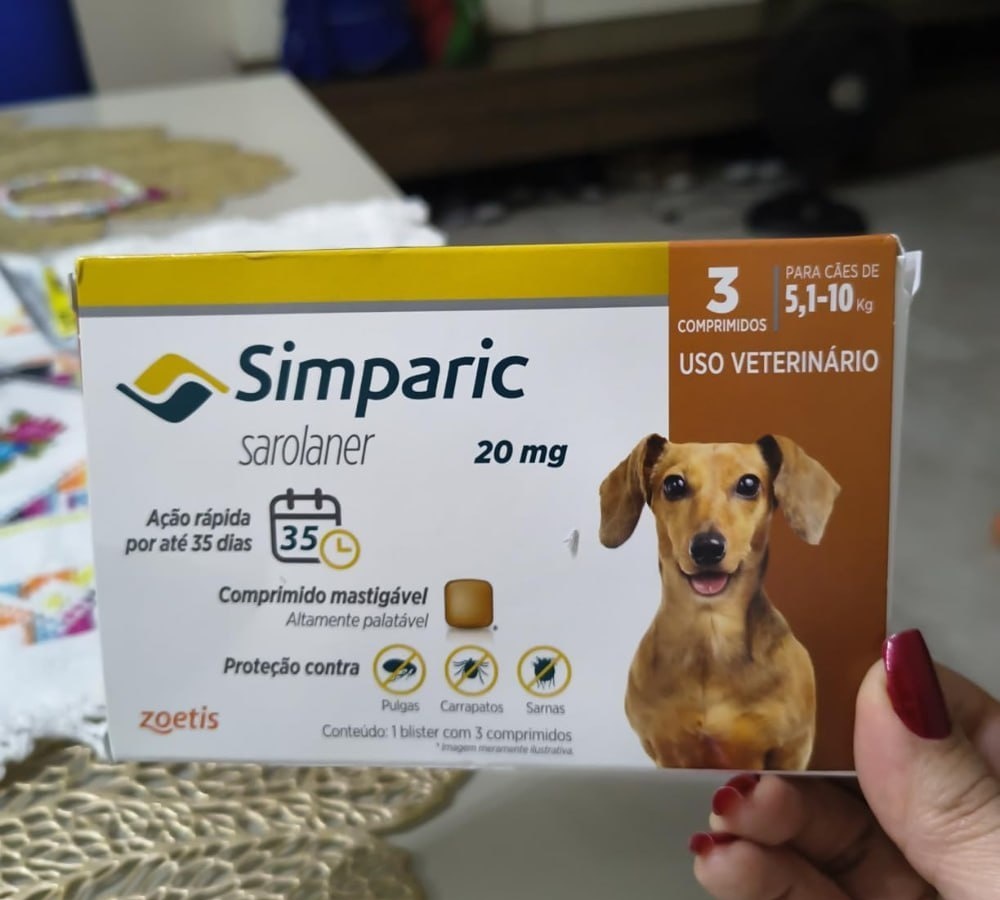 Zoetis Simparic 20mg de 5,1 Até 10Kg 03 Comprimidos