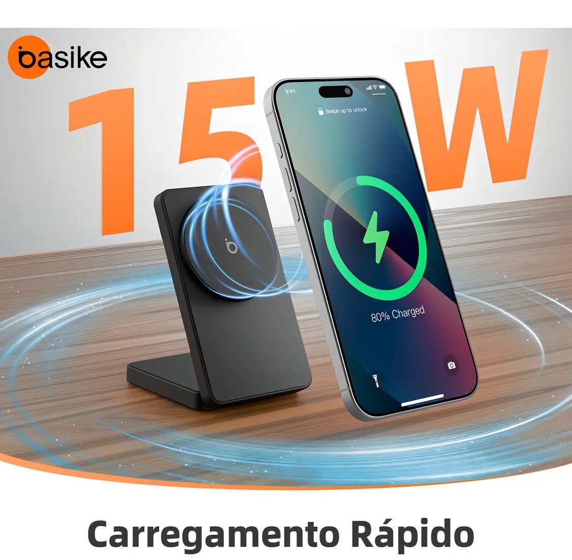 Basike Suporte De Carregador Inducao Sem Fio Magnético Rápido Turbo