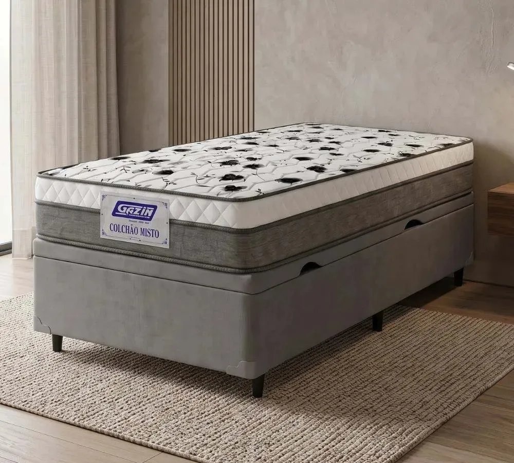 Cama Box Solteiro Colchão Espuma D33 Fort 88cm