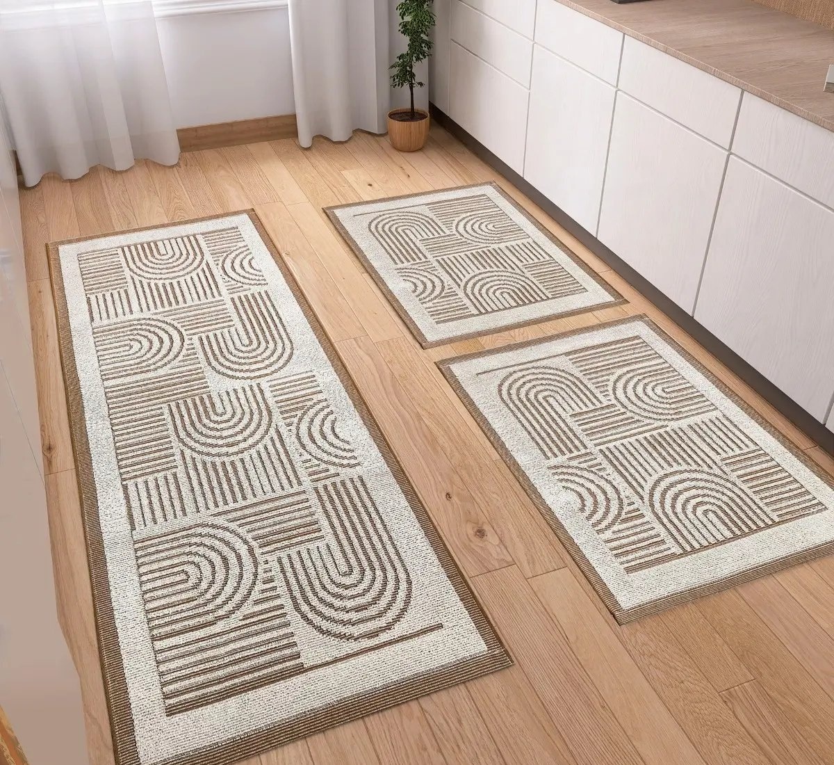 Kit Tapetes Passadeira 3 Peças Linea Luxo Tear Para Cozinha
