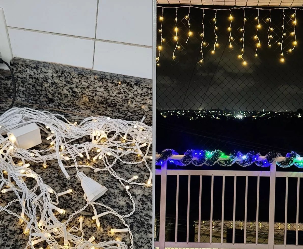 Luminária Cascata Natal 8 funções