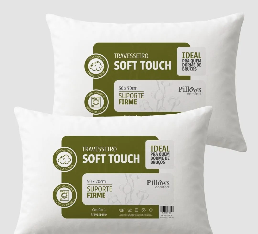 Kit 2 Travesseiros Antialérgico Soft Coton 50x70cm