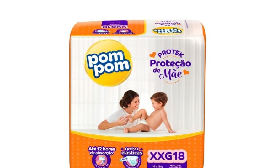 Pack 18 un. Fralda Pom Pom Protek Proteção de Mãe Jumbo XXG