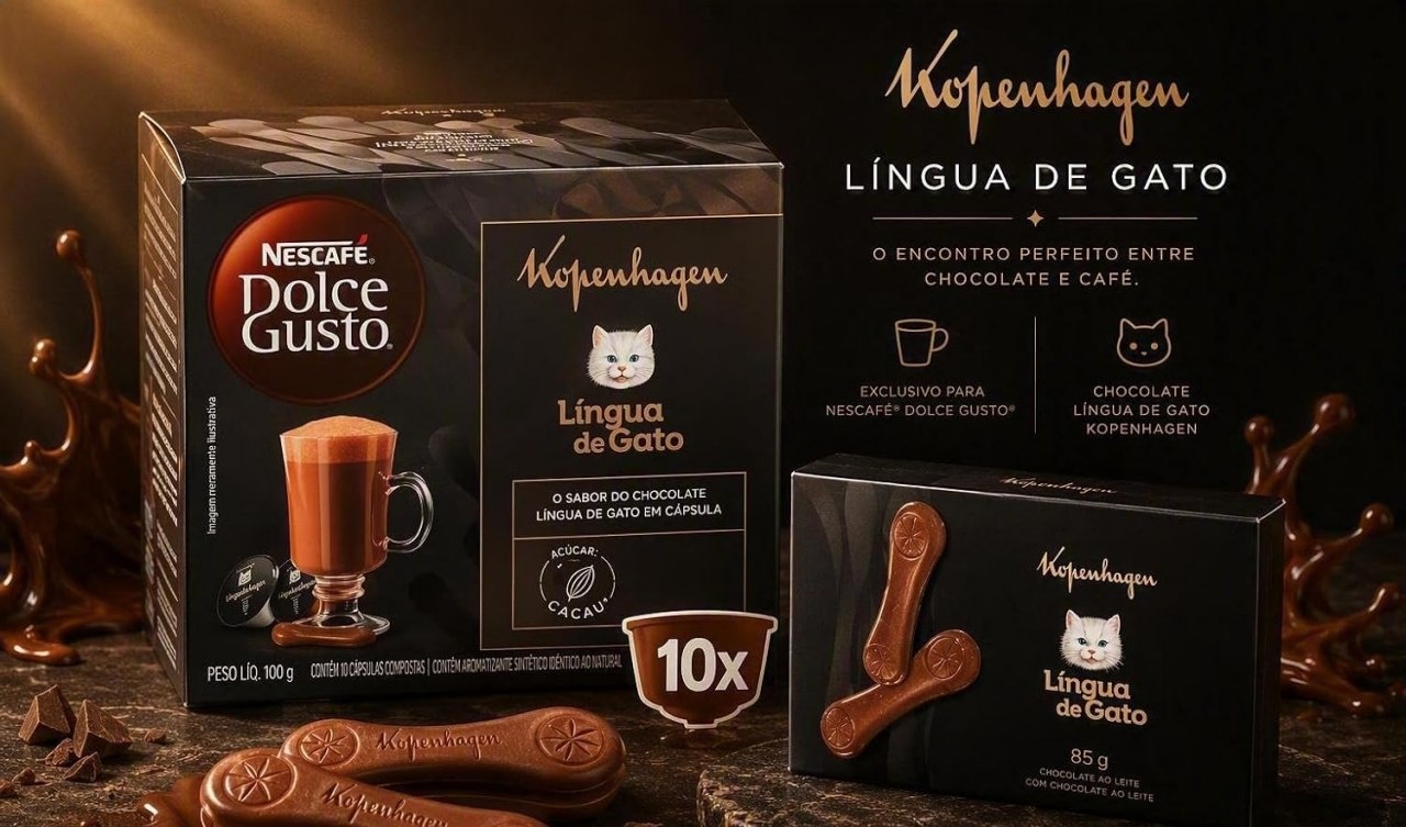 Kit Kopenhagen Dolce Gusto, 2 cx. Cápsula Língua de Gato 10 un. e 2 Barras Língua de Gato 85g