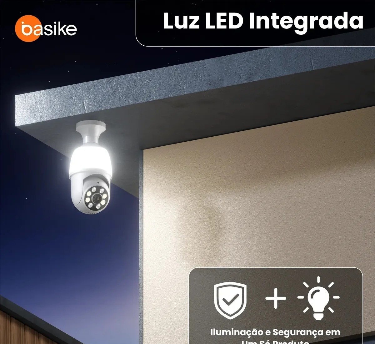 Câmera Lâmpada Inteligente Seguranca Wifi InternaExterna