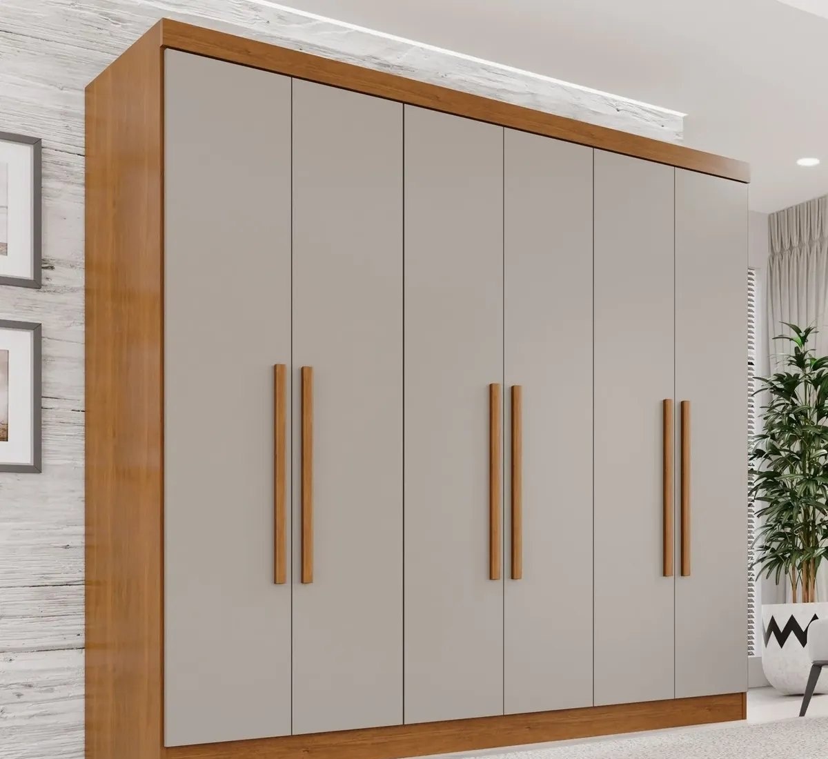 Guarda-roupa Casal 6 Portas 2 Gavetas França Espresso Móveis cor
