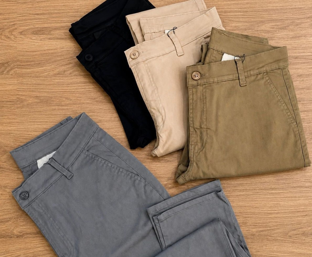 Kit 3 Calças Sarja Masculina Slim Fit Esporte Fino Algodão