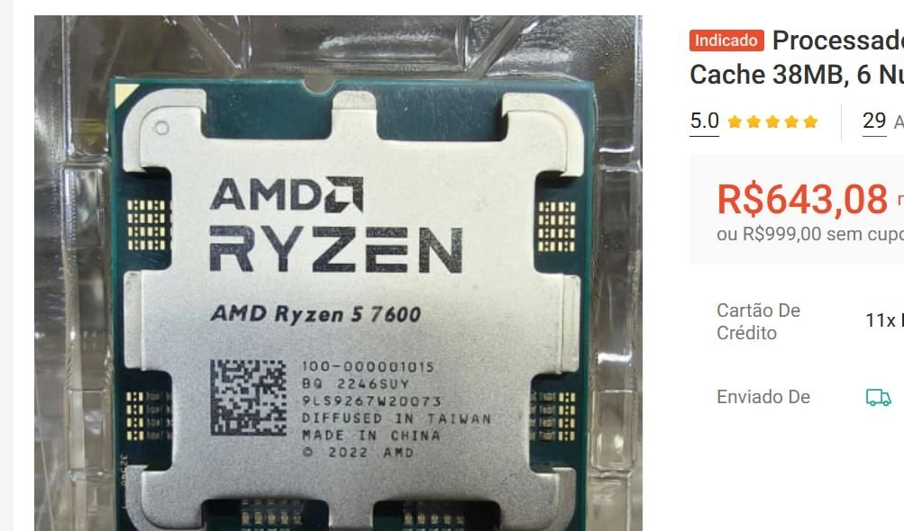 Processador AMD Ryzen 5 7600