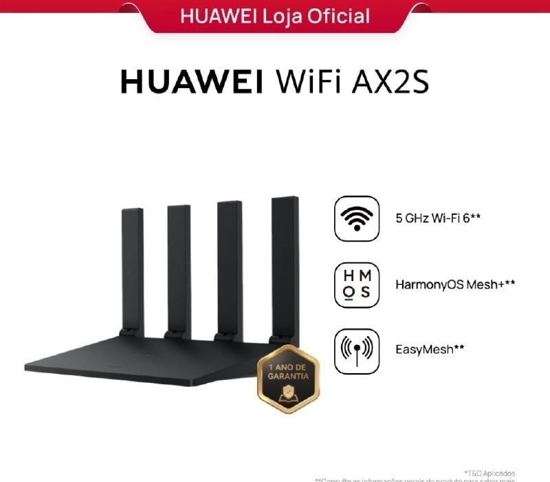 Roteador Huawei Wi-Fi Ax2s Ws7000 V2 Dual Band 4 Antenas 5GHz Wi-Fi 6