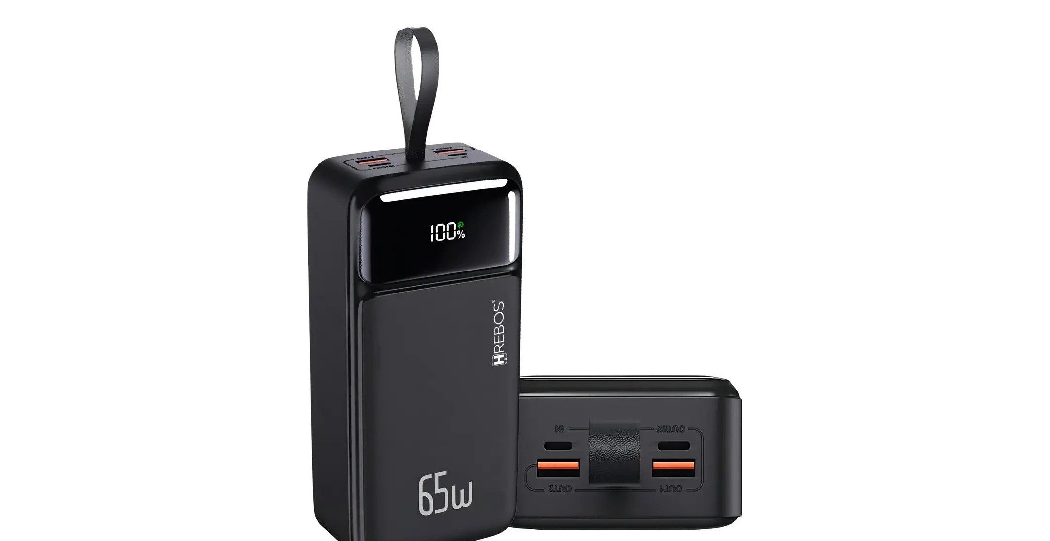 Power Bank Turbo 65W Hrebos 30000mAh com Display Digital Preto