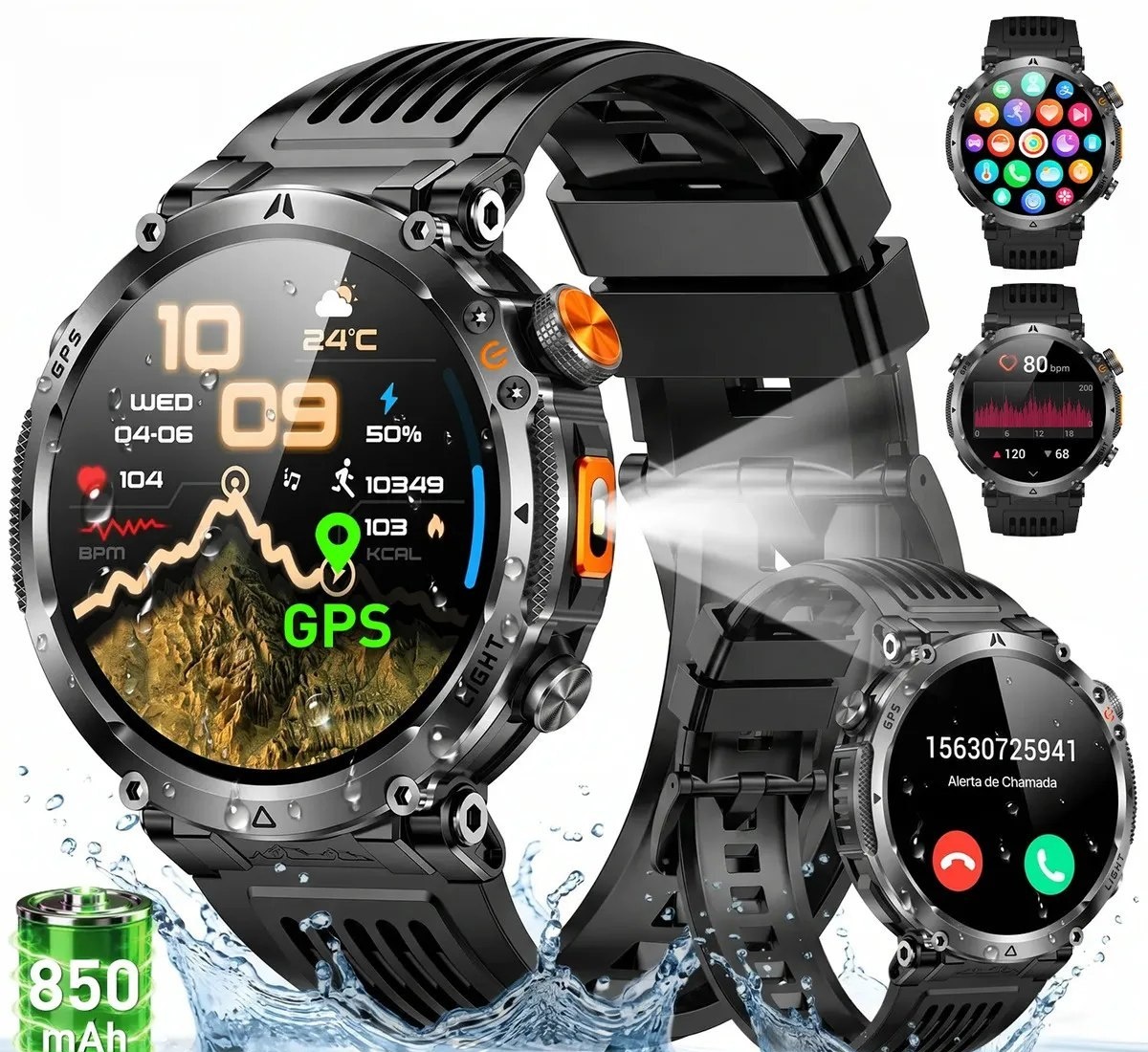 Relógio Inteligente Smartwatch Gps Autônomo IP68 3ATM À prova dágua