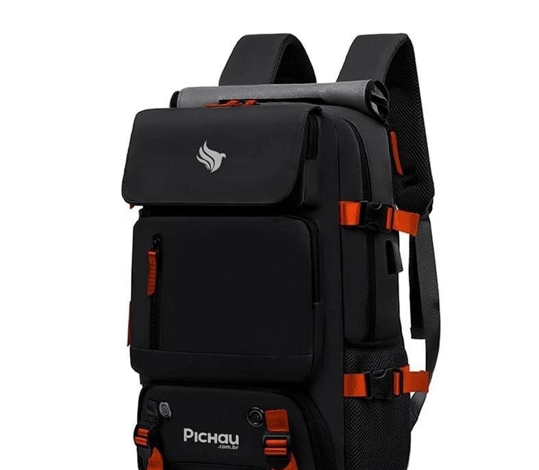 Mochila Pichau Vulcan, Preto e Vermelho