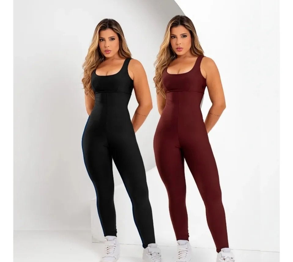 Kit 2 Macacão Longo Run Fitness Academia Bojo Removível
