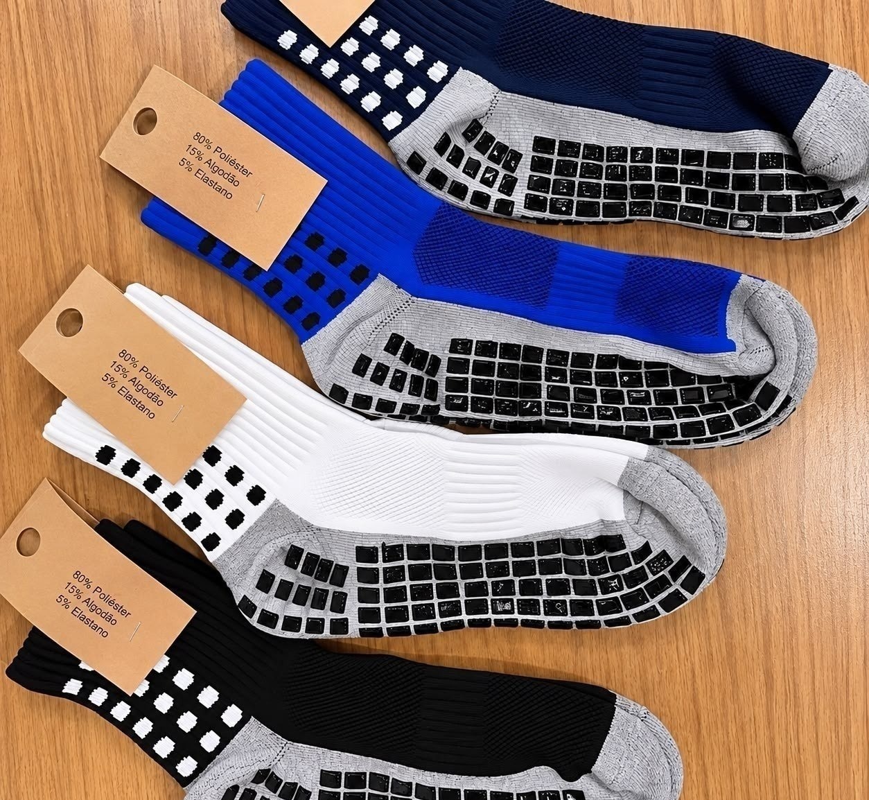 Kit com 3 Pares Meia Antiderrapante Esportiva
