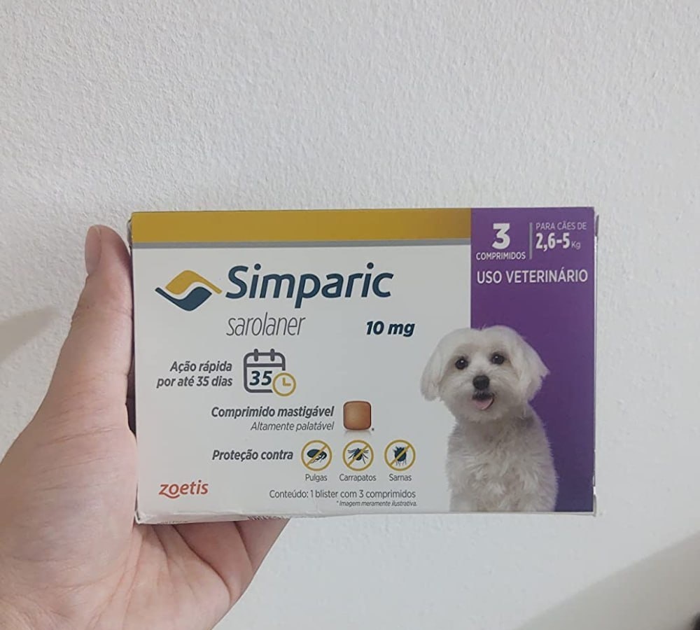 Zoetis Simparic 10mg de 2,6 Até 5Kg 03 Comprimidos