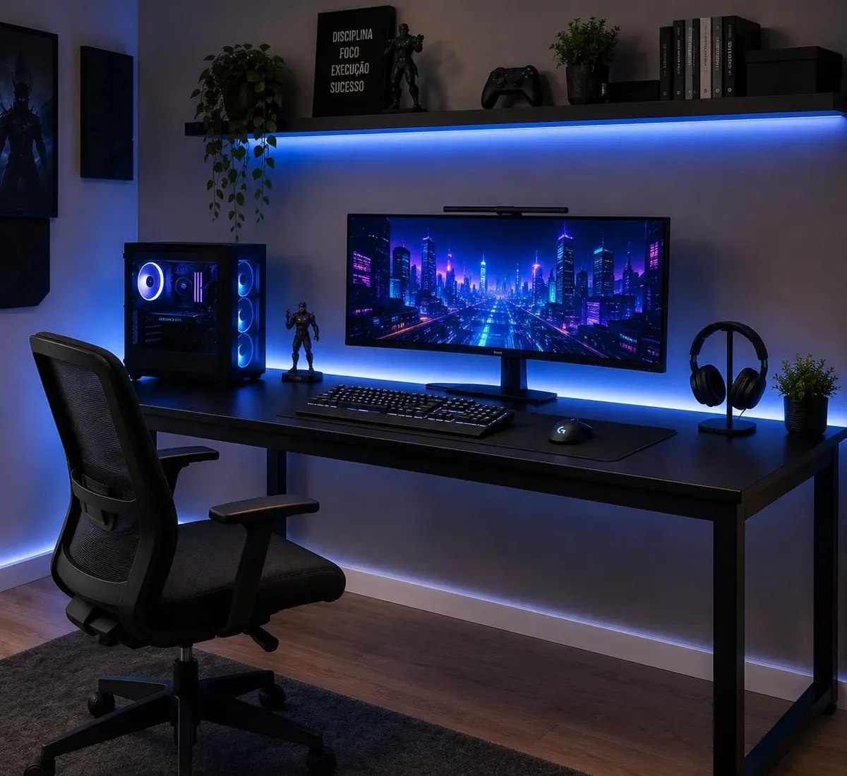 Mesa Para Pc Gamer Industrial 150cm Com Estrutura Em Aço
