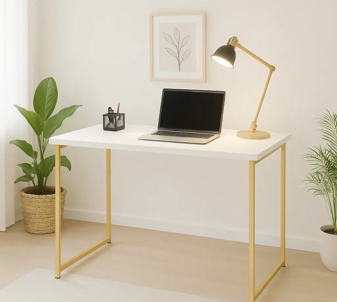 Escrivaninha Industrial 90cm Mesa Estudo Aparador Aço Mdf