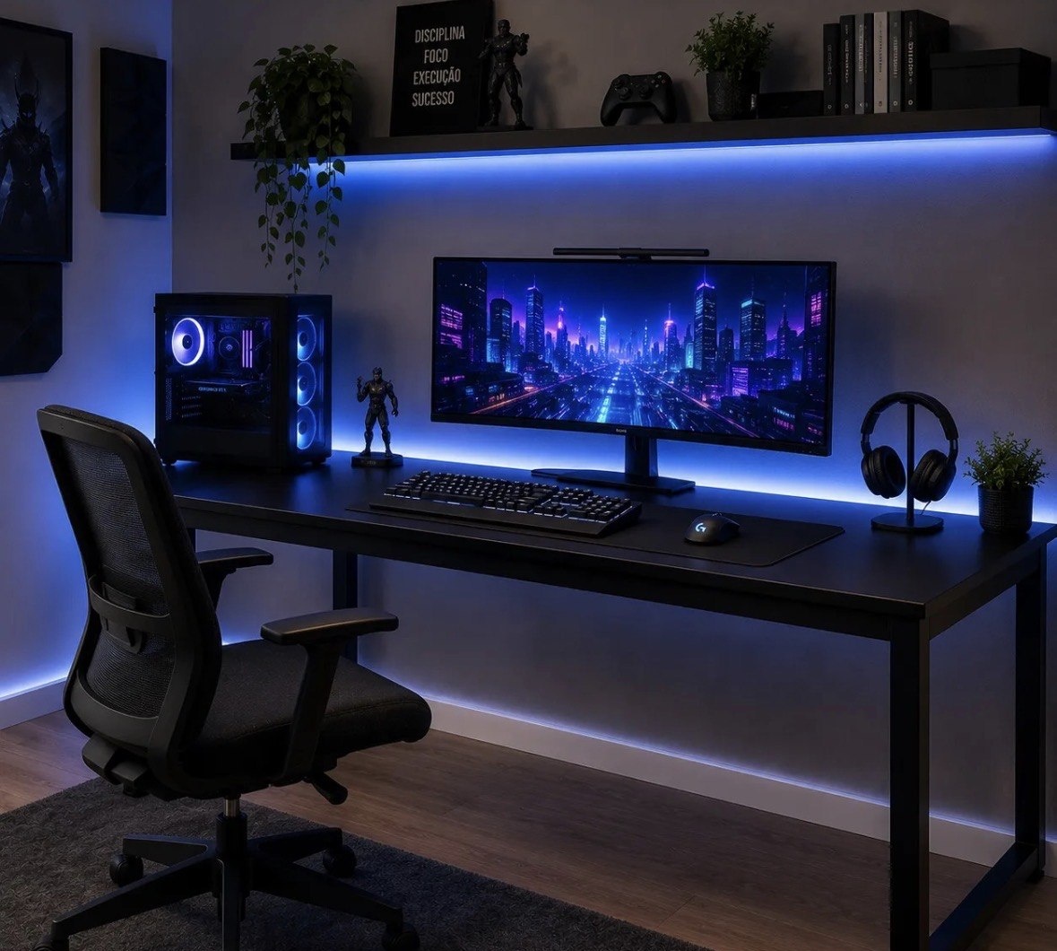 Mesa Para Pc Gamer Industrial 150cm Com Estrutura Em Aço
