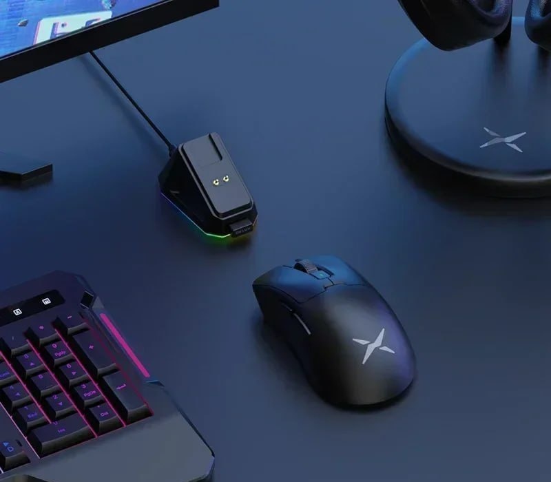 Delux M900pro Mouse Gamer Sem Fio 8000hz Paw3395 Com Dock Preto
