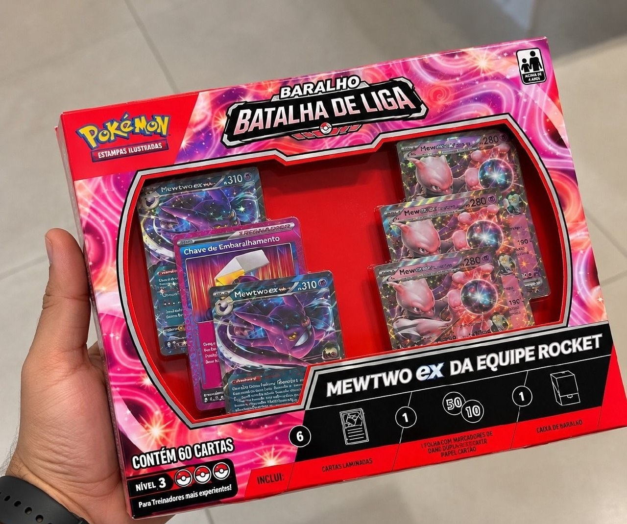 Cartas Pokémon Batalha Mewtwo Ex Equipe Rocket 60 Cards