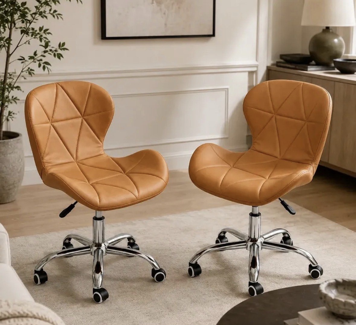 2 Cadeiras De Escritório Office Eiffel Base Giratória Slim Cor