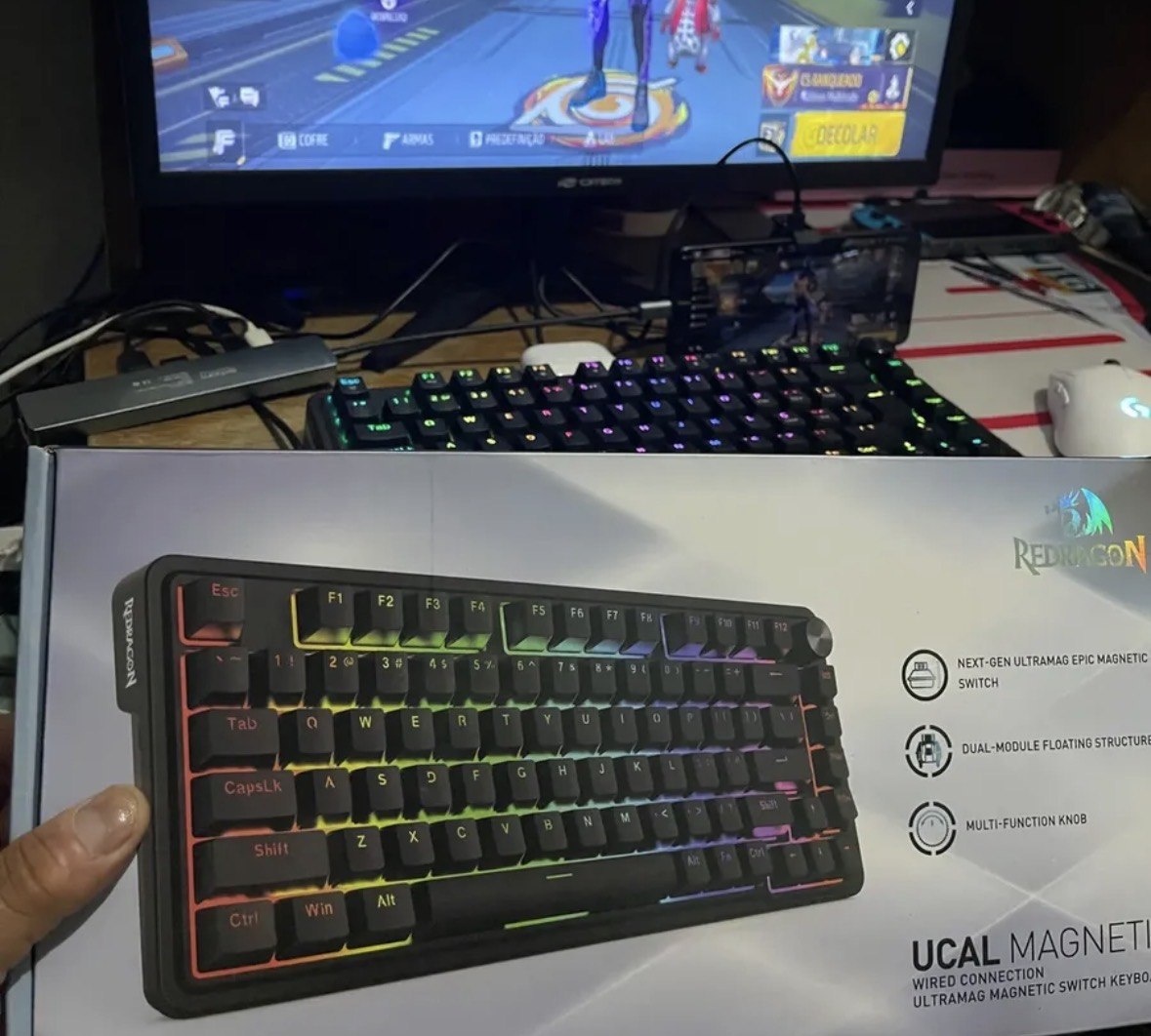 Teclado Magnético Redragon Ucal 8000k Polling Rate 0.01mm Rapid