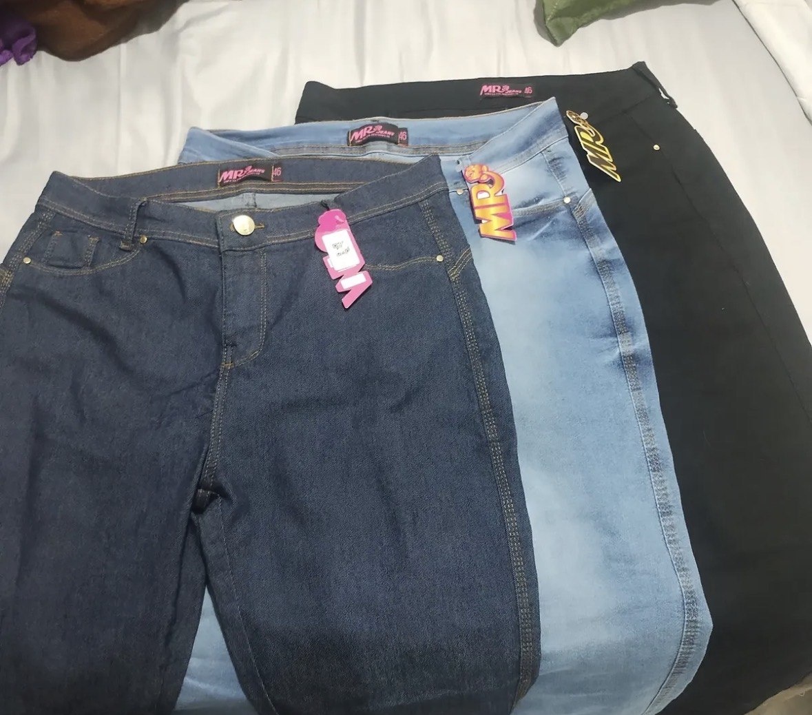 Kit 3 Calça Jeans Feminina Cintura Alta C Elastano Lycra