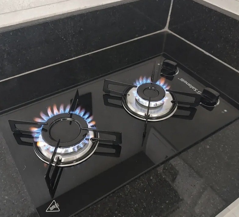 Cooktop Safanelli de Vidro Preto com 2 Bocas para Gás GLP