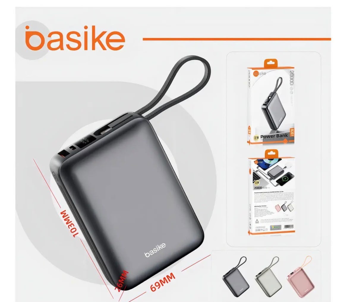 Carregador Portátil Power Bank Basike 20000mAh 22.5W