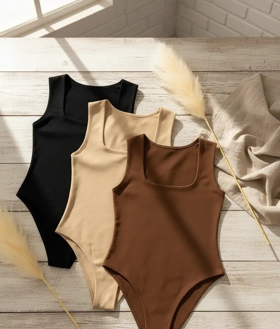 Kit 3 Body Plus Size Regata Decote Quadrado Conforto Estilo