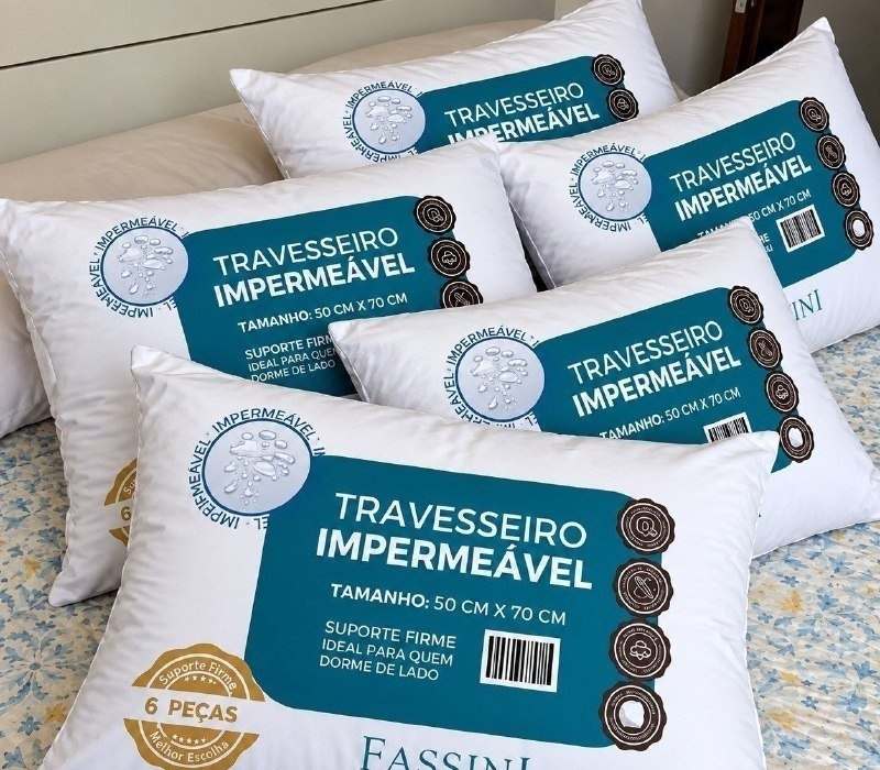 Kit com 6 Travesseiros Antialérgico 50x70 Branco