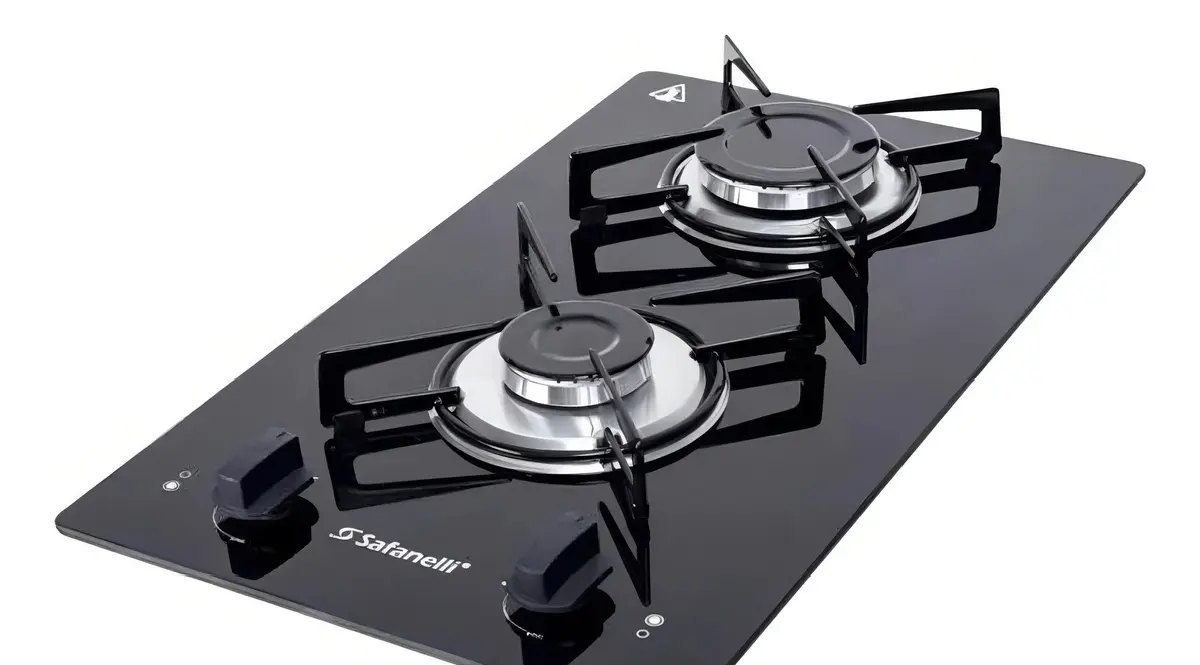 Cooktop Safanelli de Vidro Preto com 2 Bocas para Gás GLP