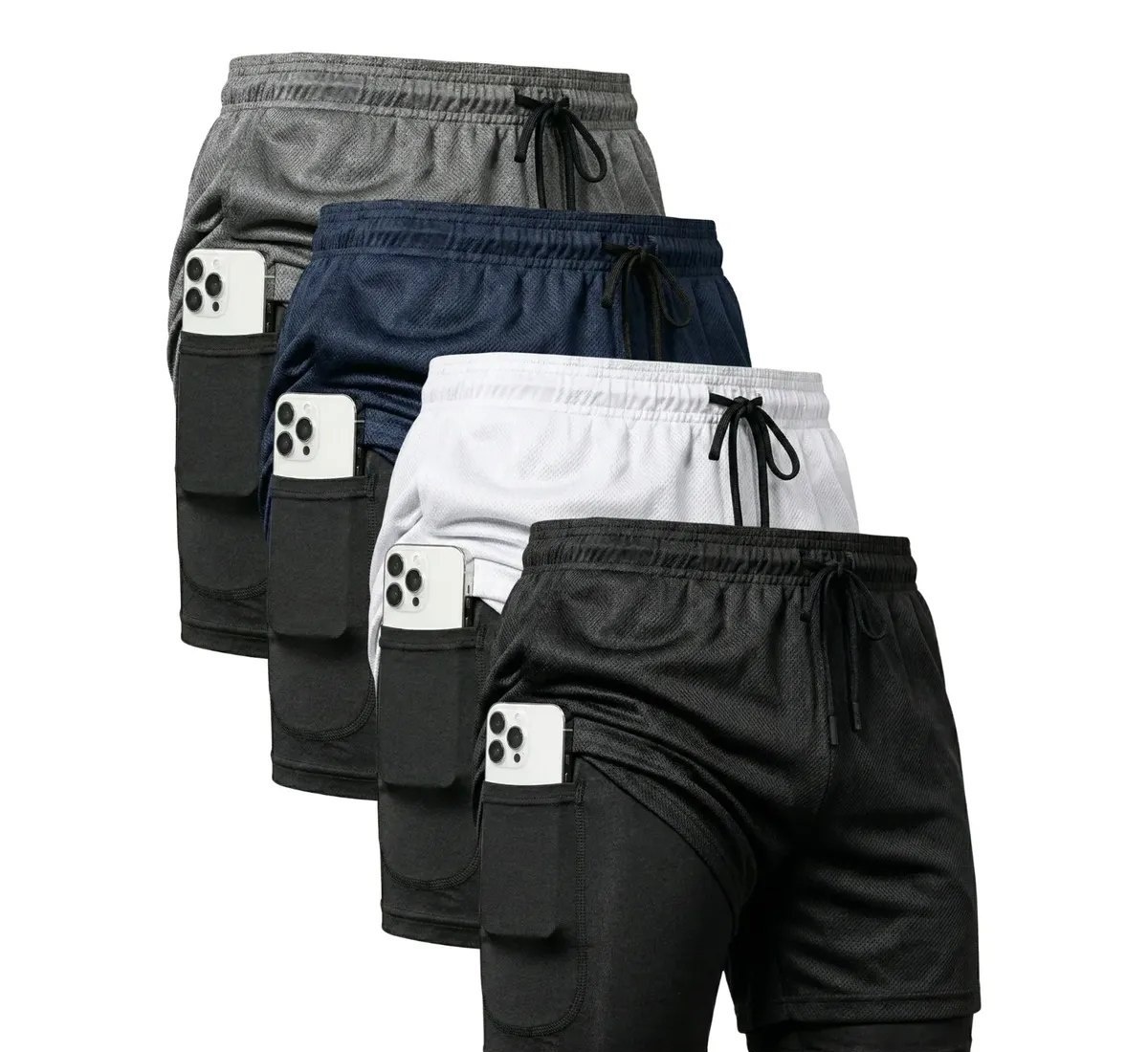Kit 4 Shorts 2 Em 1 Duplo Dryfit