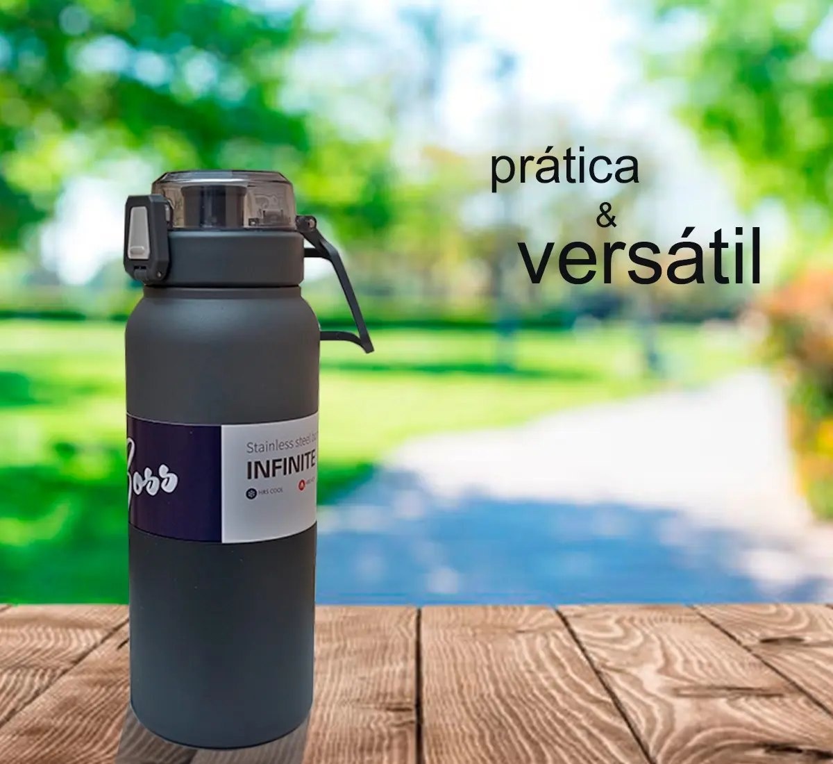 Garrafa Isotérmica Inox Vácuo Premium Antivazamento 1 Litro