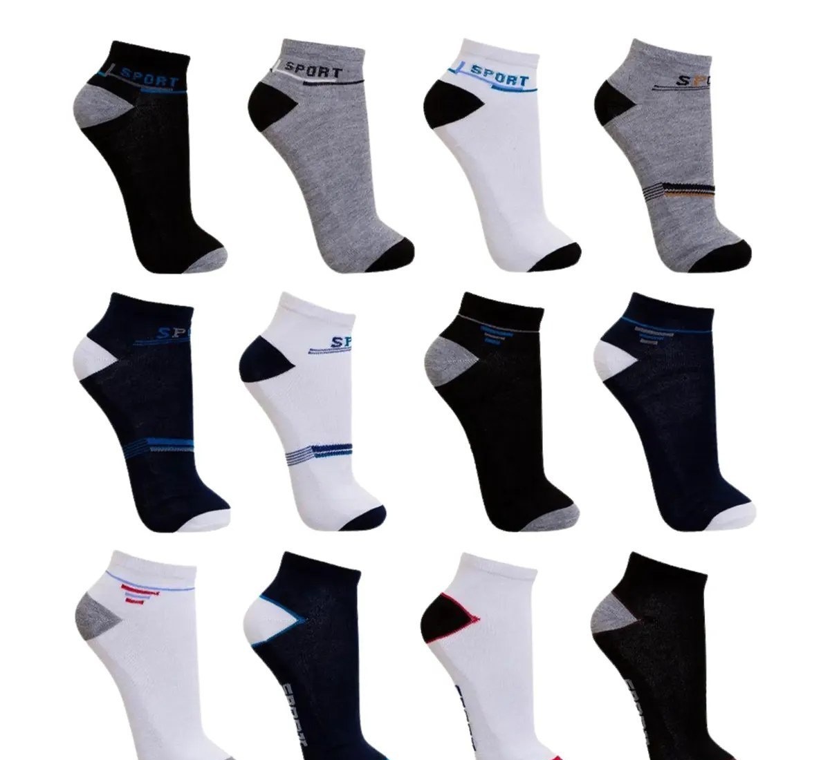 Kit 12 Pares Meia Masculino Cano Curto Soquete Variadas Cores