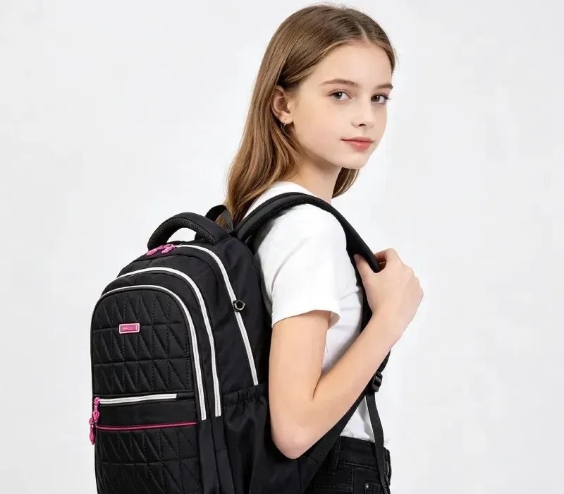 Mochila Escolar Feminina Jiesipote de 24L Impermeável para Notebook